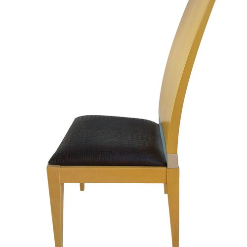 Dining chairs used, pack of 6, natural color, wood with leatherette and metal detail