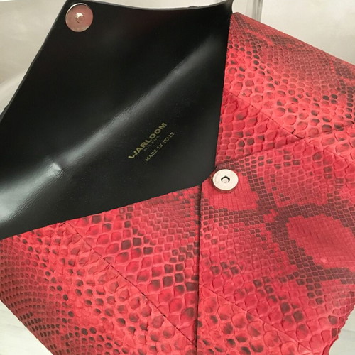 Warloom Milano snake-print envelope clutch in red python leather
