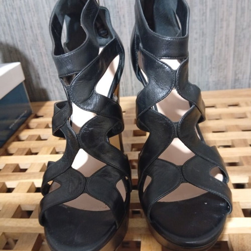 Kalogirou women's leather sandals black size 39 used, heel height 13 cm