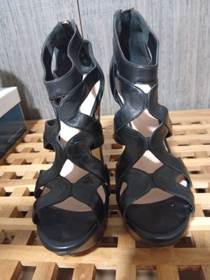 Kalogirou women's leather sandals black size 39 used, heel height 13 cm