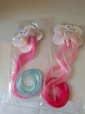 Children's hair extension new, set with horse clip and bow