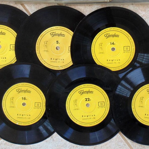 Gloriphon 33 RPM vinyl records, English learning method, lot of 6