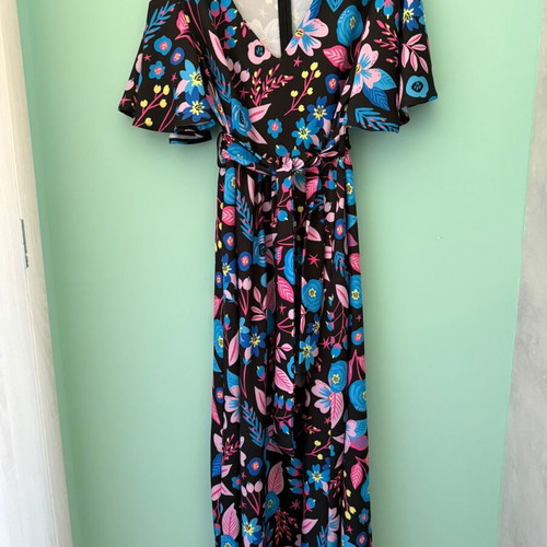 Chaton maxi floral dress with belt like new, size S