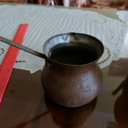 Copper cezve used, authentic vintage for Turkish coffee