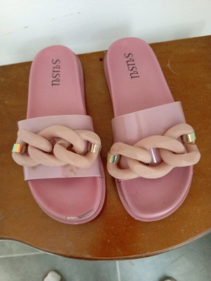 Susu women's slippers used, size 38, pink with chain