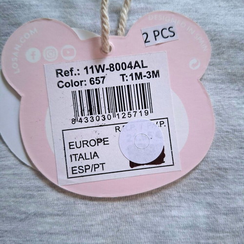 Losan Baby Girl Set 1-3 Months New, Cotton Top and Leggings