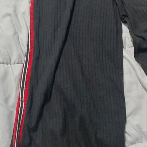 Stradivarius jumpsuit black with red sporty stripe medium like new