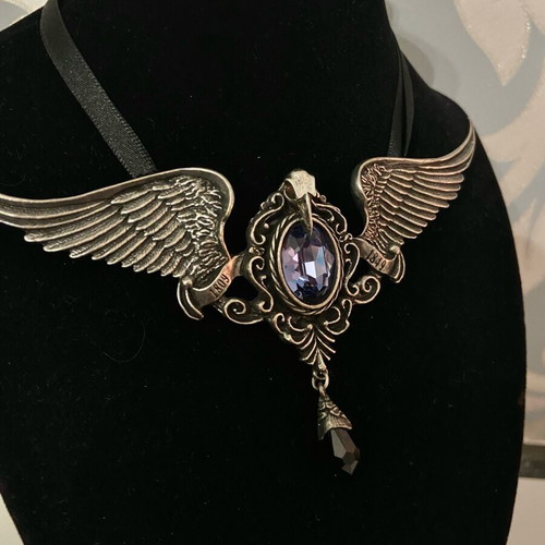 Alchemy Gothic necklace My Soul From The Shadow like new, purple and silver