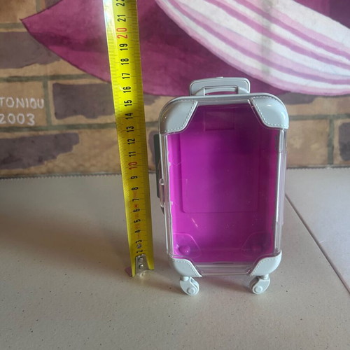 Fuchsia Kids Suitcase Pencil Case and Jewelry Organizer Miniature