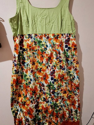 Dress green with flowers new, size XL 42 14