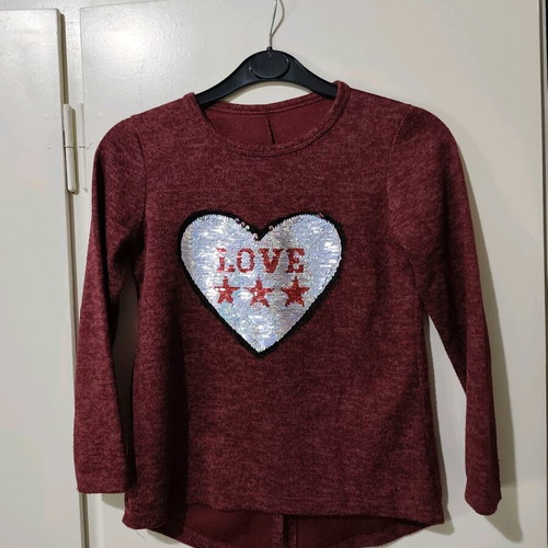 Girls' burgundy blouse with reversible magic sequins like new
