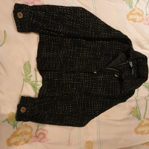 Zara black jacket with white stripes like new
