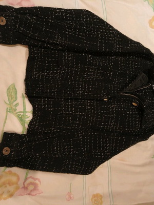 Zara black jacket with white stripes like new