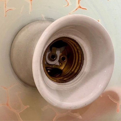Λάμπα σατινέ γυάλινη mid century eye ball μεταχειρισμένη