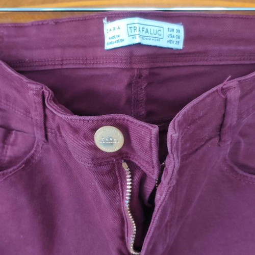 Denim pants Zara used, burgundy, size 38