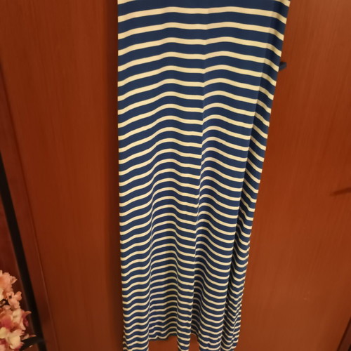 Long striped dress used, white and blue, size M, airy
