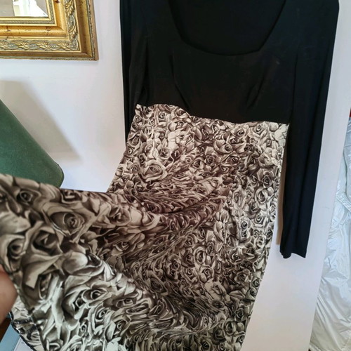 Burani collezioni dress used, black with black and white pattern, size small-medium