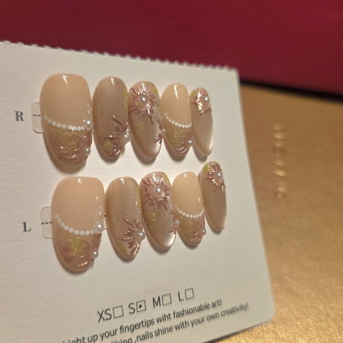 Handmade double layered acrylic cat eye press on nails