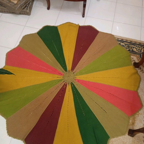 Set of 2 handmade vintage round knitted rugs like new