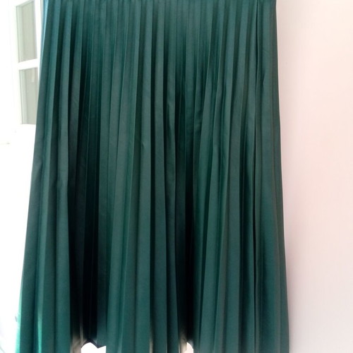 Women's pleated skirt with leather texture new, elastic waist, medium-large