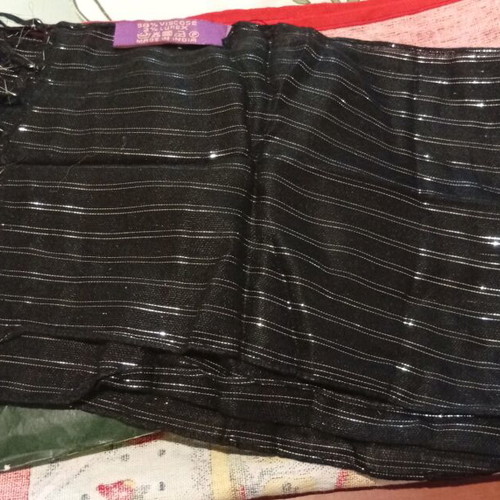 Alexi Andriotti scarf new, black and silver stripes with fringes