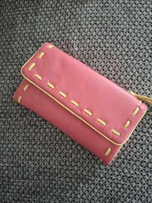Women's leather wallet coral new