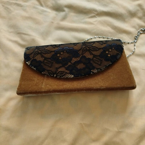 Women's shoulder bag new with lace details black and beige