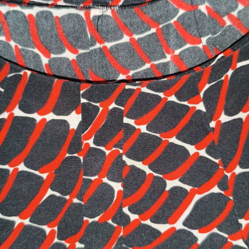 Escada summer women's blouse like new, geometric pattern, black and red