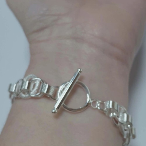 Silver bracelet new, silver plated, 20cm, 10mm thick