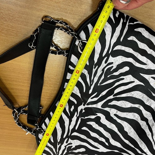 Shopping bag shoulder new, black and white with large capacity