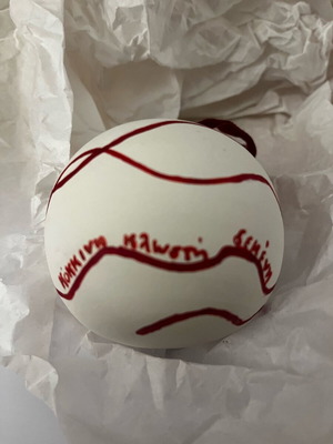 Christmas ceramic ball new with red thread