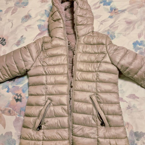 Reversible faux fur jacket M like new, beige-pink