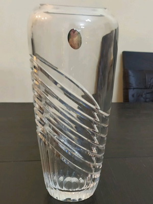 Decorative crystal vase used with small chip on rim
