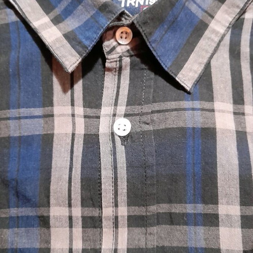 Terranova Checked Long-Sleeve Shirt Like New, Grey and Blue