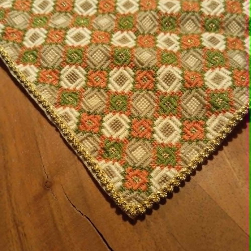 Embroidered table linen with gold thread, handmade, new, 48x32 cm