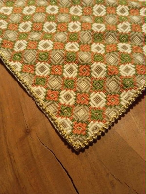 Embroidered table linen with gold thread, handmade, new, 48x32 cm