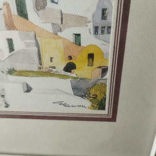 Original Santorini Lithograph signed by Simitis, like new, framed 26×20 cm