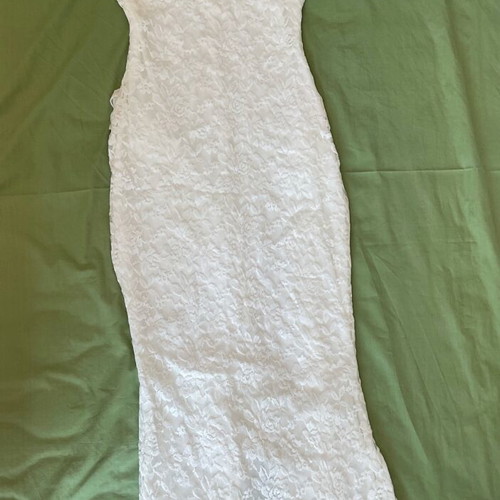 Maxi asymmetric white lace dress XS, new