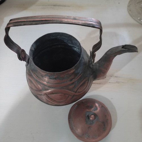 Vintage copper teapot 1950, like new with embossed design