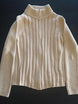 Cotton knitted cardigan used, beige, size S