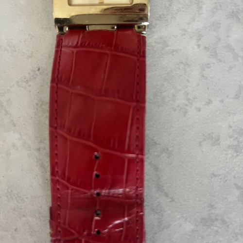 Guess Logo A Gogo W12502L1 women's watch used, red leather strap
