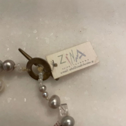Bracelet with pearls design ZINA new, white and gray