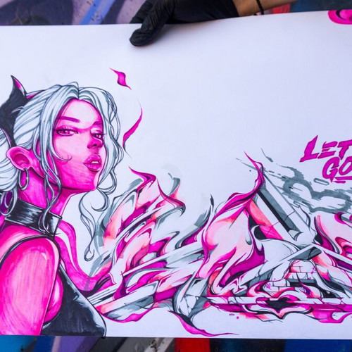 Original graffiti artwork The Art of Letting Go, 35x50cm