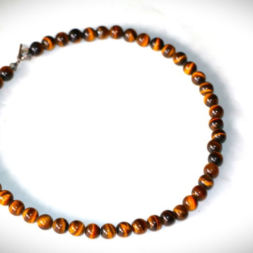 Necklace with genuine tiger's eye stones and sterling silver 925 new