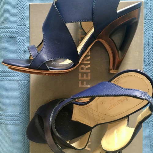 Alberta Ferretti evening sandals used, blue, size 38