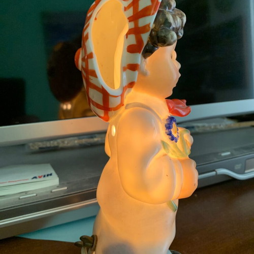 Table lamp used porcelain 1960s with 2.5m cable and switch