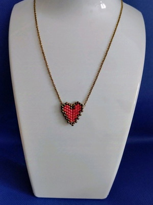 Ατσάλινο κολιέ κόκκινη καρδούλα miyuki κατόπιν παραγγελίας