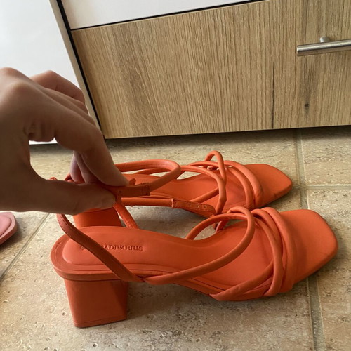 Stradivarius Orange Heeled Sandals Size 38 Like New
