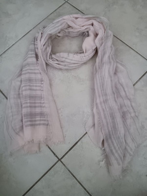 Women's scarf like new, soft pink with gray stripes
