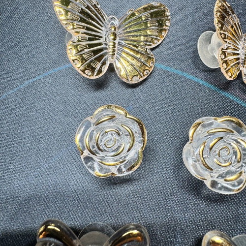Charms for crocs, pack of 10, like new, transparent and gold tones